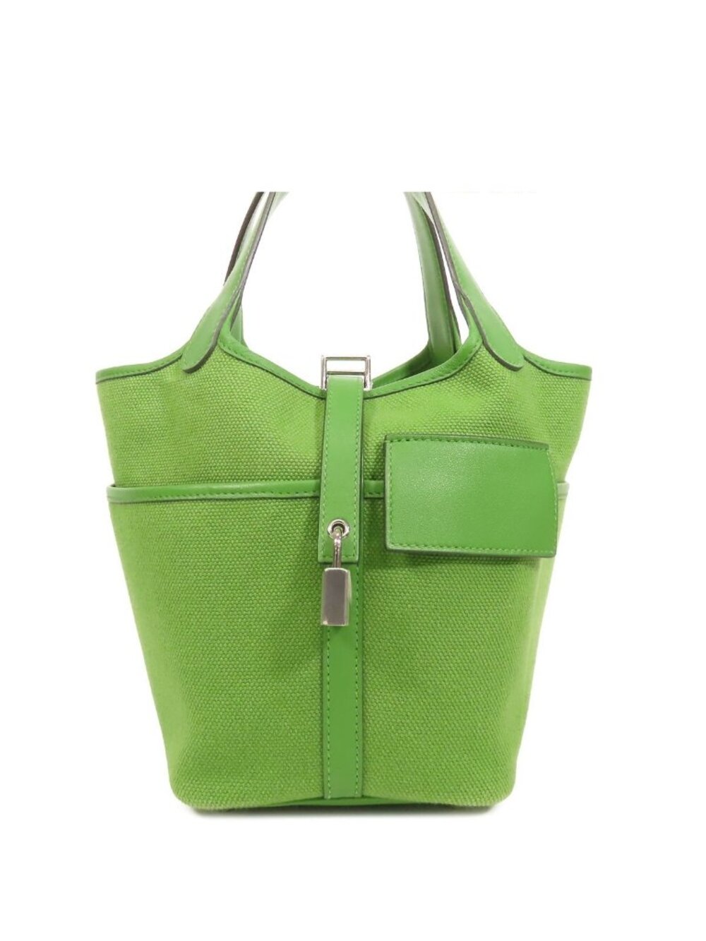 Hermes Picotin Lock Cargo PM Vert Yucca Silver Toilegoeran Swift Handbag